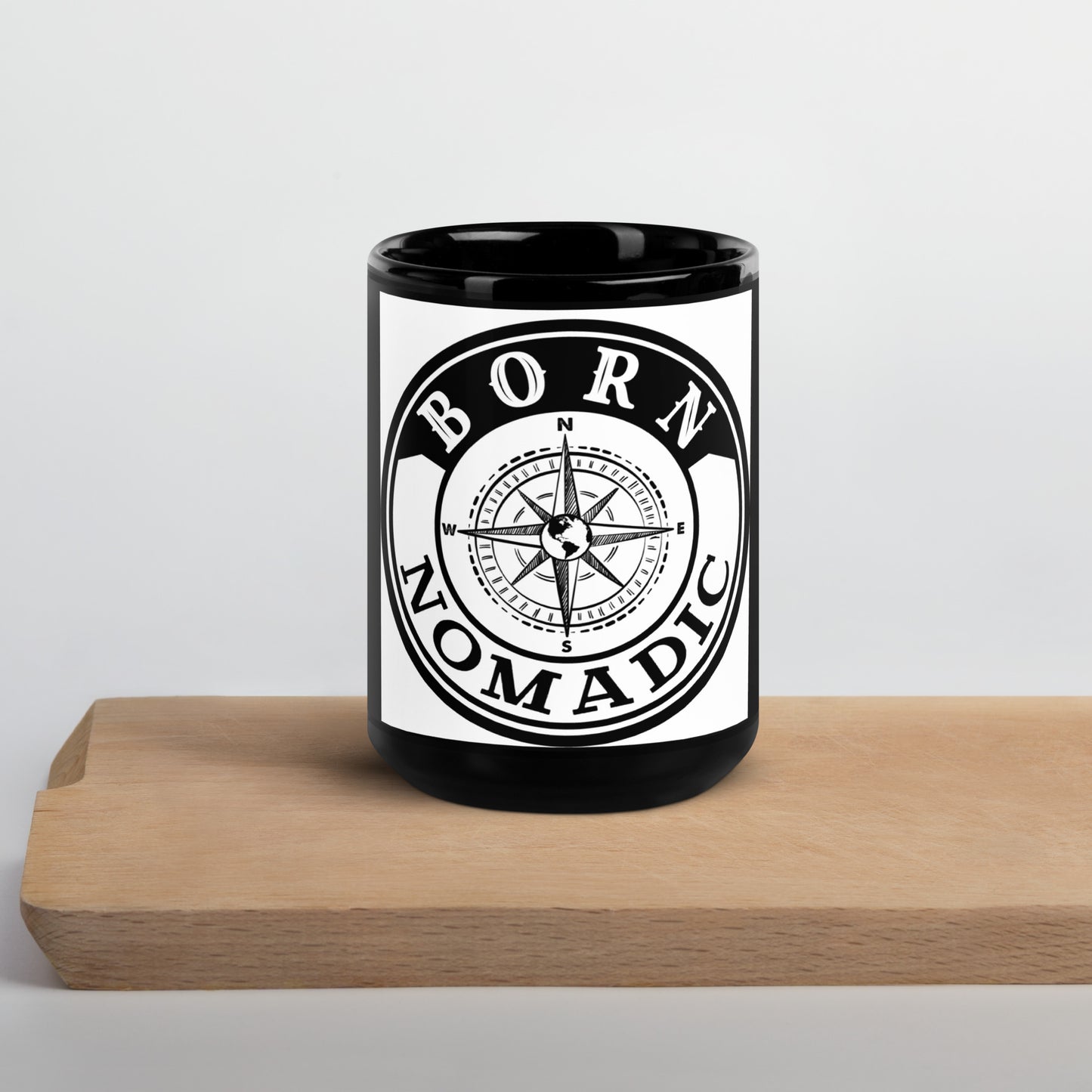 Born Nomadic Black Glossy Mug