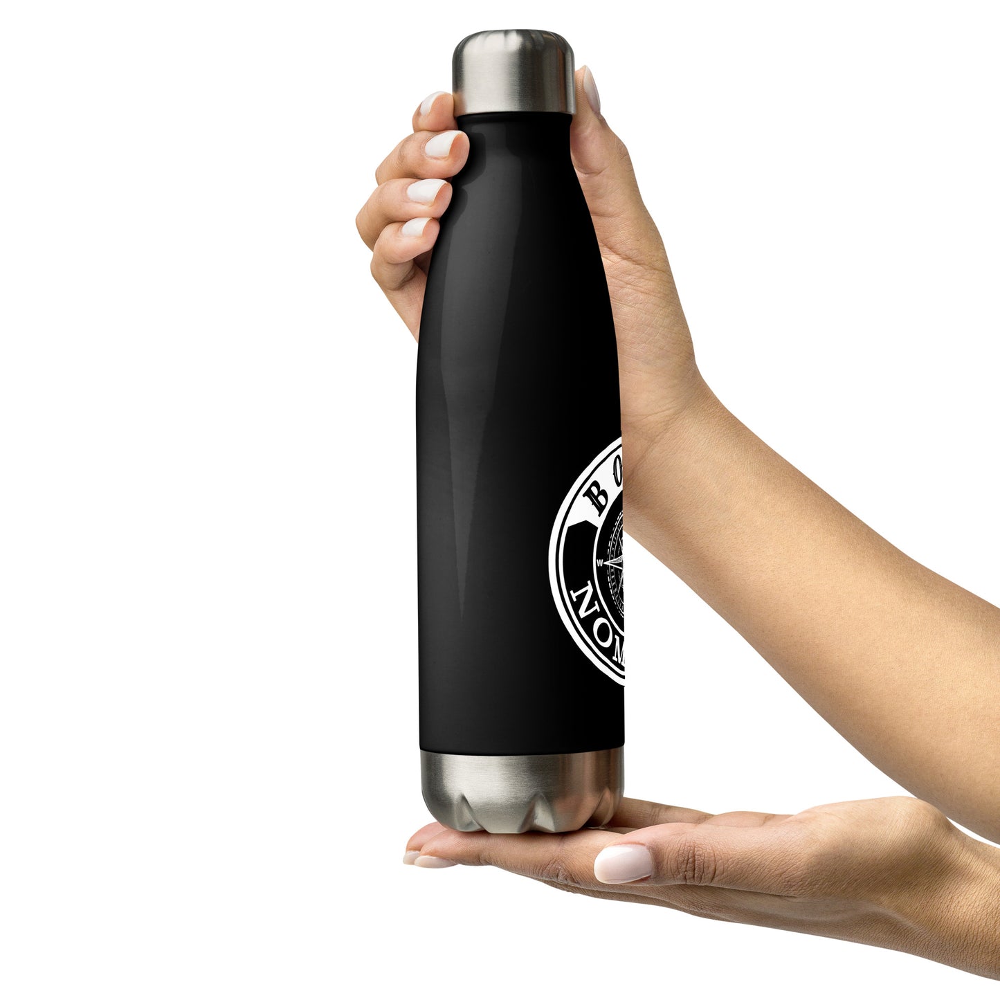 Born Nomadic Black Logo Stainless Steel Water Bottle